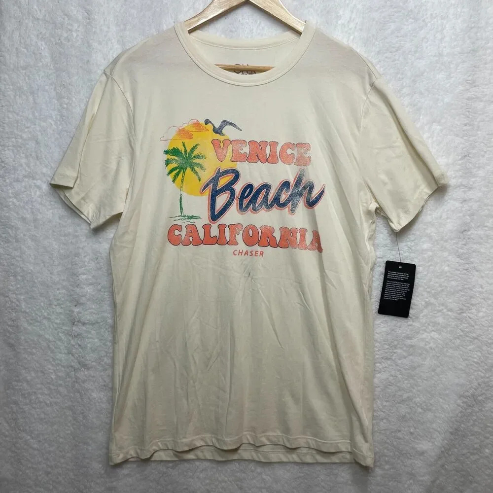 Chaser Size L Venice California Beach Graphic T-Shirt Short Sleeve Crew Neck